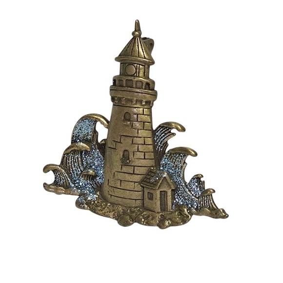 JJ Lighthouse Brooch Pin Coastal Ocean Sea Waves Nautical Jewelry - Picture 5 of 10